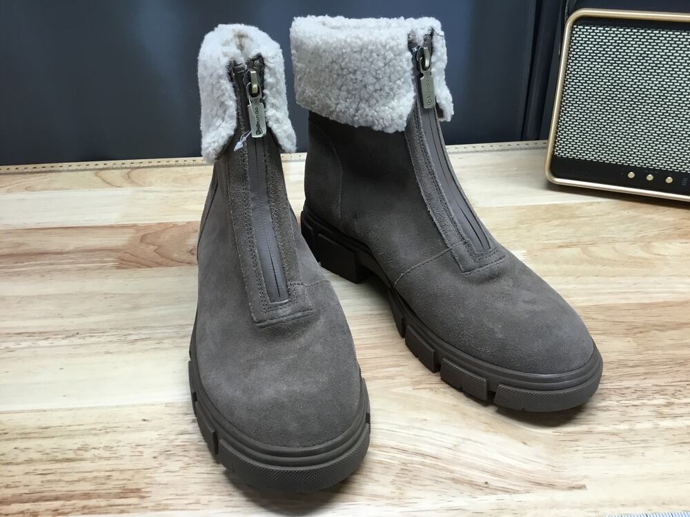 Blondo Sherpa Trim Ankle Boots Women's 10 Brown Front Zip Waterproof Round Toe
